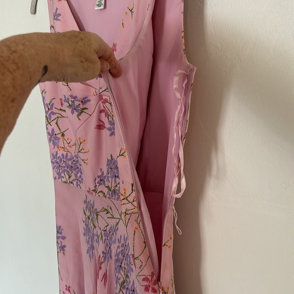 NWOT Talbots Pure Silk Fit & Flare Pink Floral Dress - Picture 3 of 6